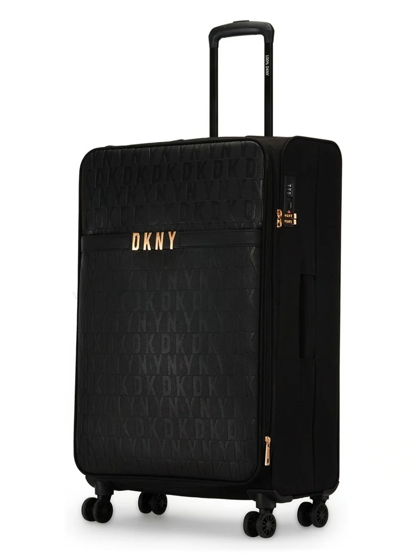 DKNY Impressionist soft side luggage on wheels for Unisex | Ultra Lightweight ABS on with Spinner wheels 4 Color Black