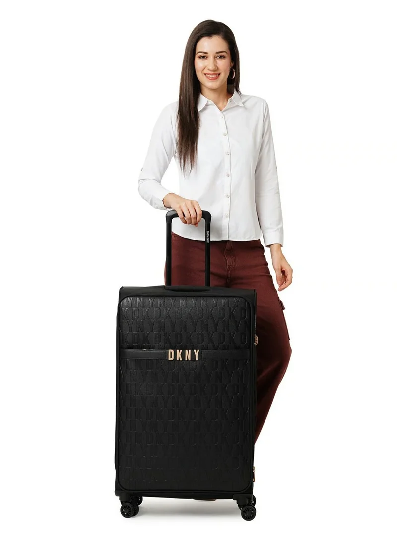 DKNY Impressionist soft side luggage on wheels for Unisex | Ultra Lightweight ABS on with Spinner wheels 4 Color Black
