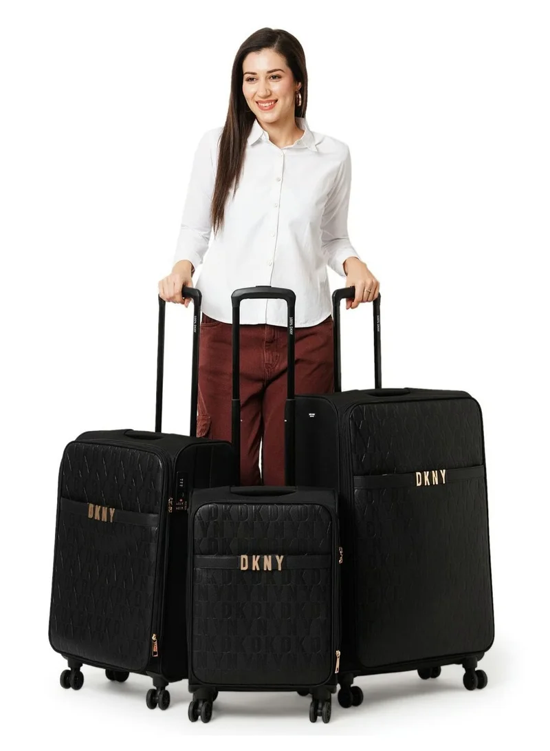 DKNY Impressionist soft side luggage on wheels for Unisex | Ultra Lightweight ABS on with Spinner wheels 4 Color Black