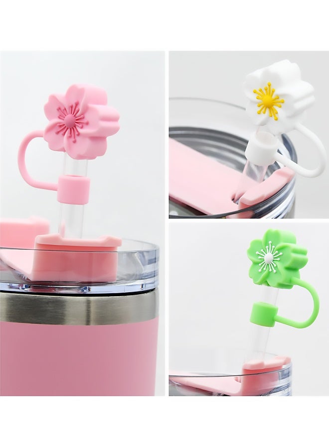 6 Pcs Silicone Straw Covers Cap Compatible with Stanley 30 Oz 40 Oz Cup Cute Flower Straw Toppers for Tumblers, 10 mm Dust Proof Drinking Straw Caps for Reusable Straws Tips Lids - Image 2