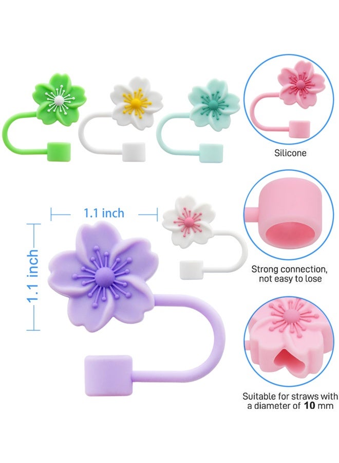 6 Pcs Silicone Straw Covers Cap Compatible with Stanley 30 Oz 40 Oz Cup Cute Flower Straw Toppers for Tumblers, 10 mm Dust Proof Drinking Straw Caps for Reusable Straws Tips Lids - Image 3