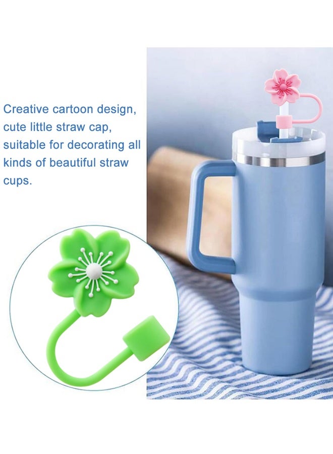 6 Pcs Silicone Straw Covers Cap Compatible with Stanley 30 Oz 40 Oz Cup Cute Flower Straw Toppers for Tumblers, 10 mm Dust Proof Drinking Straw Caps for Reusable Straws Tips Lids - Image 5