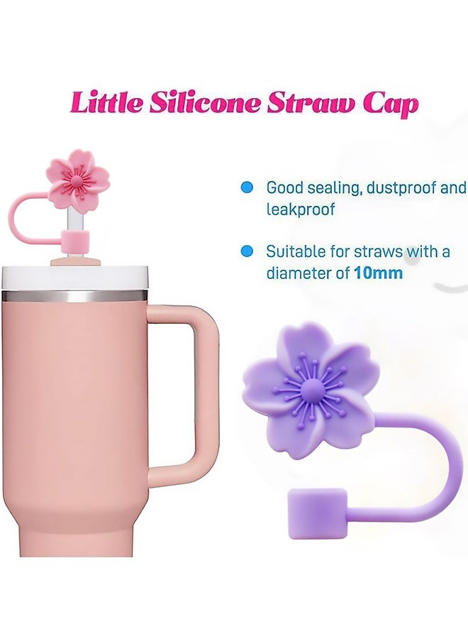 6 Pcs Silicone Straw Covers Cap Compatible with Stanley 30 Oz 40 Oz Cup Cute Flower Straw Toppers for Tumblers, 10 mm Dust Proof Drinking Straw Caps for Reusable Straws Tips Lids - Image 4