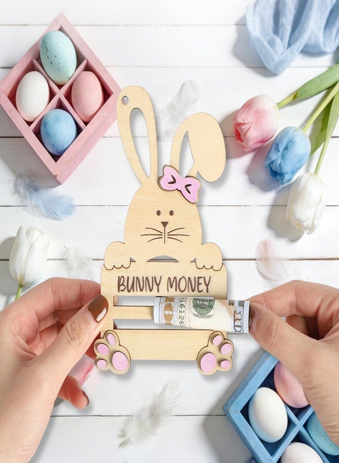 Yewfold Easter Bunny Money Holder for Cash, Cash Holder for Easter Basket Stuffers, Wooden Bunny Money Gift Ideas (Pink) - Image 3