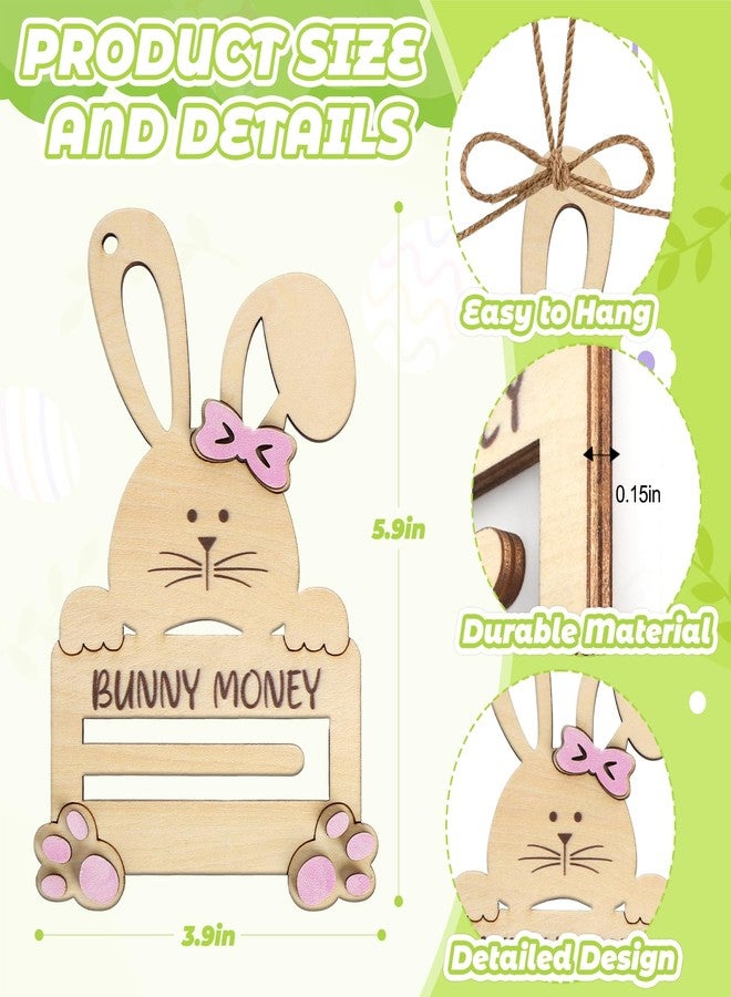 Yewfold Easter Bunny Money Holder for Cash, Cash Holder for Easter Basket Stuffers, Wooden Bunny Money Gift Ideas (Pink) - Image 2