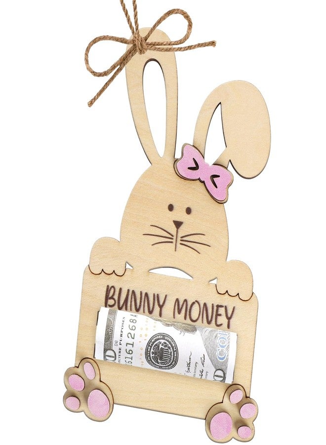 Yewfold Easter Bunny Money Holder for Cash, Cash Holder for Easter Basket Stuffers, Wooden Bunny Money Gift Ideas (Pink) - Image 1