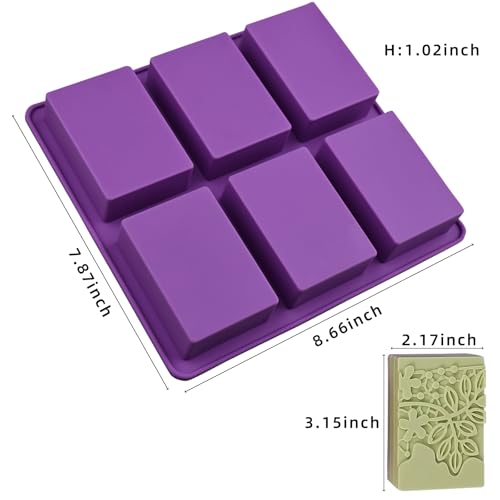 EDUEE Silicone Soap Mold 6 Cavities Rectangle Flower Soap Molds for Homemade Craft Lotion, Cake, Ice Cube(Size 3.15 x 2.17inch) - Image 2