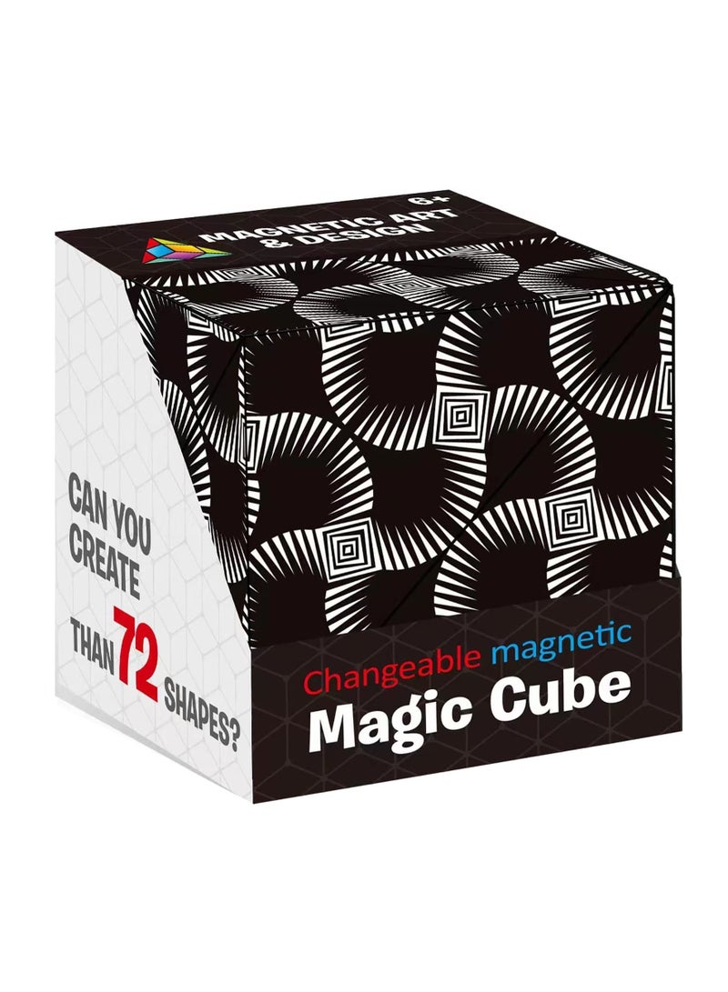 Shape Shifting Box - Extraordinary 3D Magic Cube – Cube Fidget Toy Transforms Into Over 70 Shapes -Black and White  - Image 1