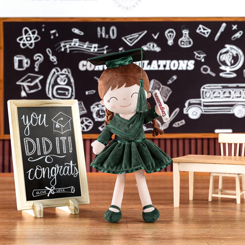 Gloveleya Baby Girl Gifts Graduation Plush Girls Dolls Congratulation Gift for Kindergarten Black 16 inch - Image 4