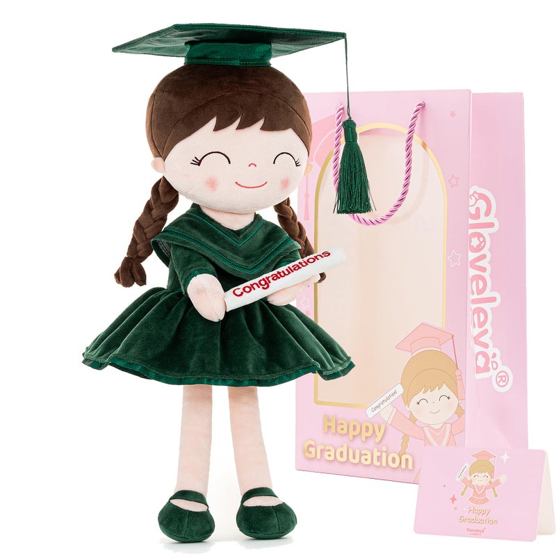 Gloveleya Baby Girl Gifts Graduation Plush Girls Dolls Congratulation Gift for Kindergarten Black 16 inch - Image 1