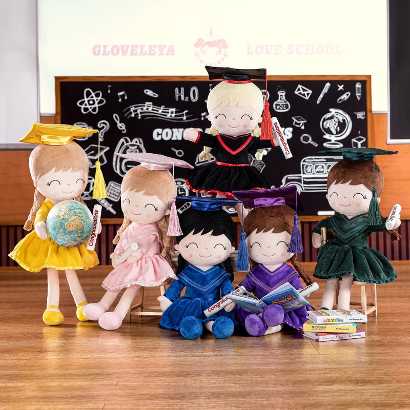 Gloveleya Baby Girl Gifts Graduation Plush Girls Dolls Congratulation Gift for Kindergarten Black 16 inch - Image 5