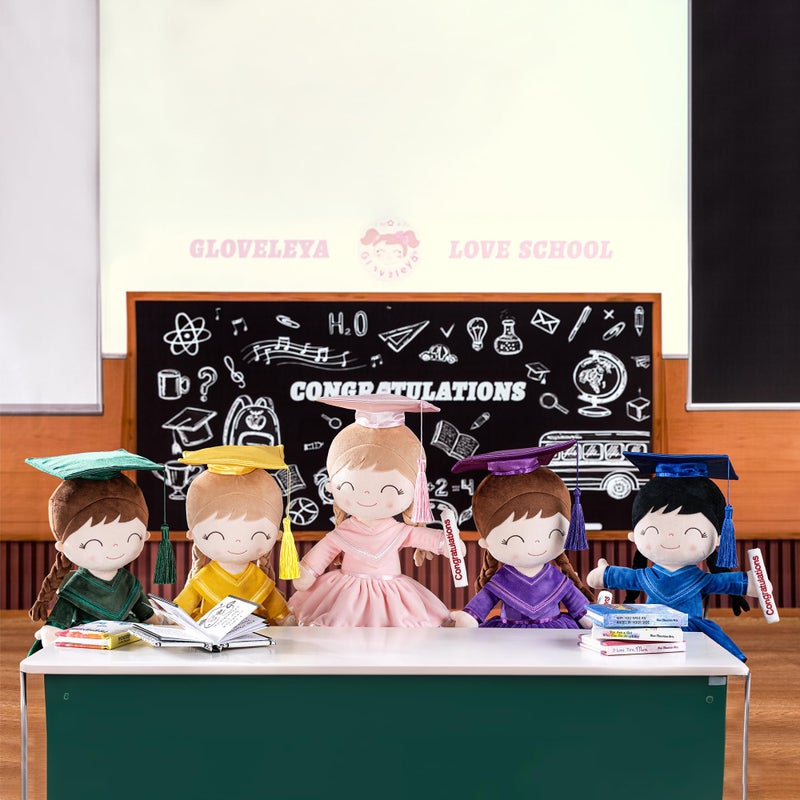 Gloveleya Baby Girl Gifts Graduation Plush Girls Dolls Congratulation Gift for Kindergarten Black 16 inch - Image 3