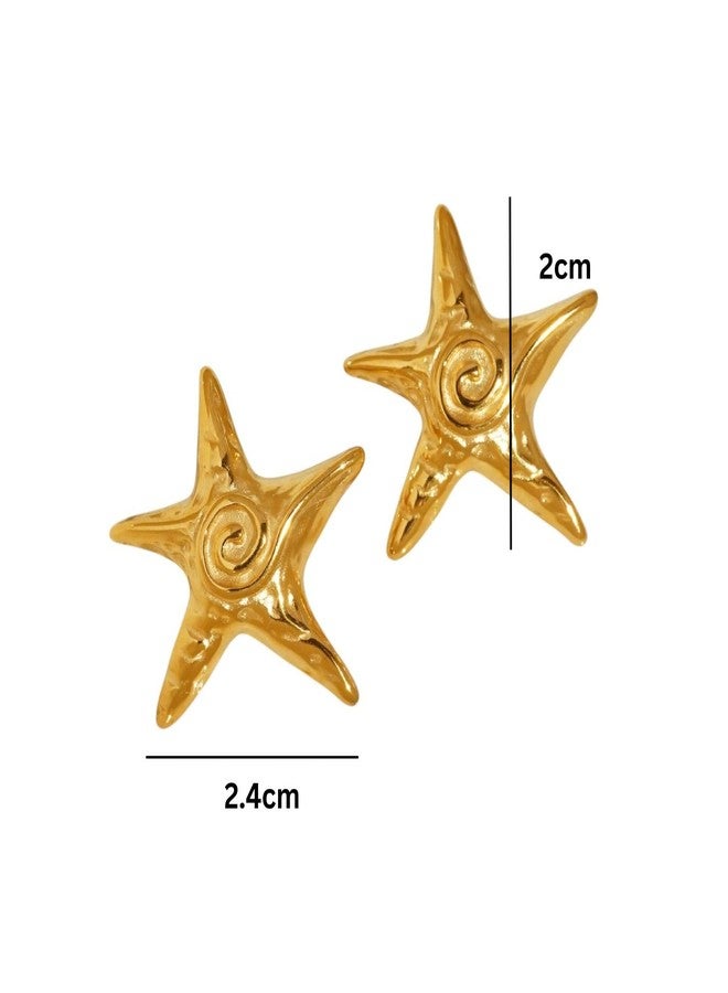 Aaishwarya 18K Gold Plated Starfish Studs | Earrings for Women and Girls | Waterproof & Anti-Tarnish Jewels |Statement Jewelry | Boho Beach Accessory | Elegant Vacation Gift - Image 3