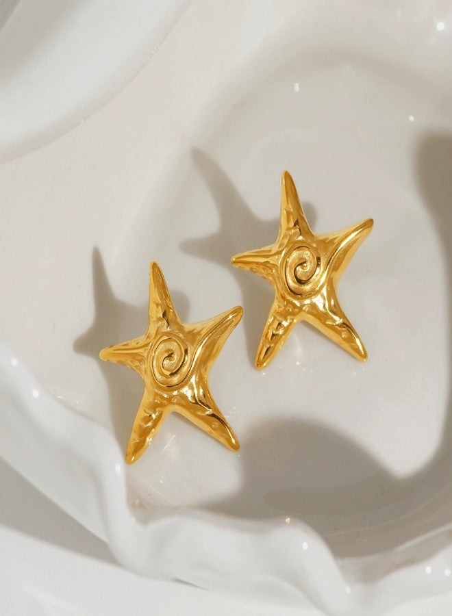 Aaishwarya 18K Gold Plated Starfish Studs | Earrings for Women and Girls | Waterproof & Anti-Tarnish Jewels |Statement Jewelry | Boho Beach Accessory | Elegant Vacation Gift - Image 4