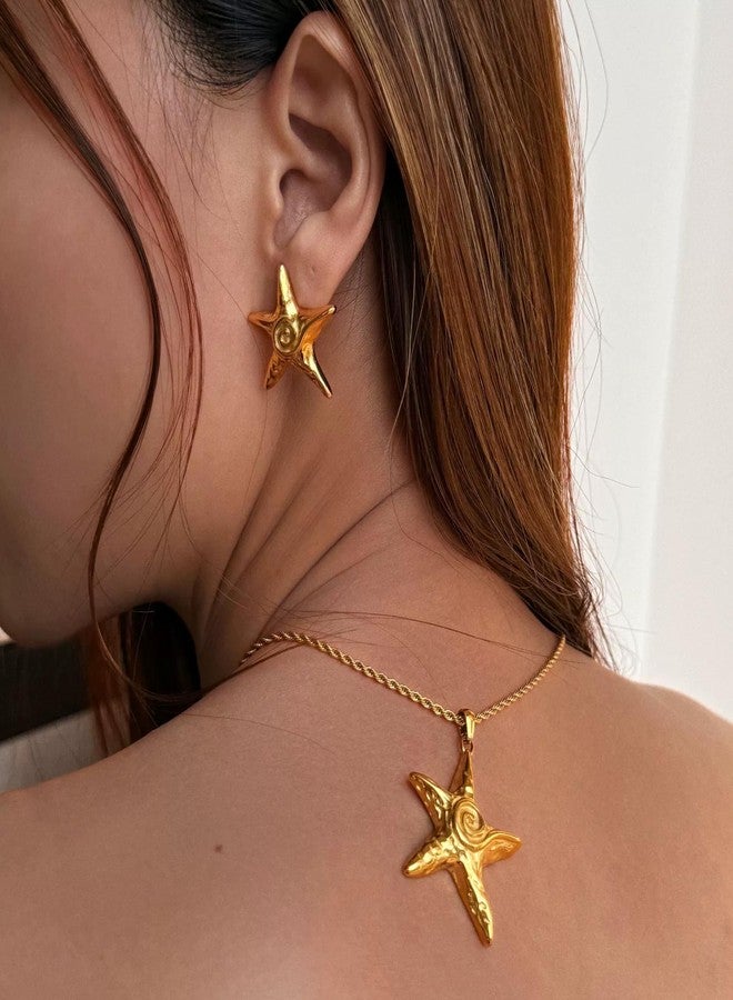 Aaishwarya 18K Gold Plated Starfish Studs | Earrings for Women and Girls | Waterproof & Anti-Tarnish Jewels |Statement Jewelry | Boho Beach Accessory | Elegant Vacation Gift - Image 5