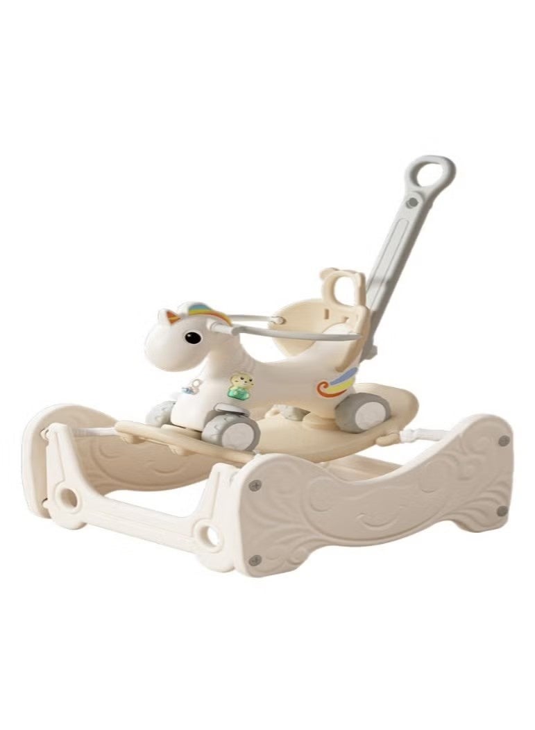 فول جوي حصان هزاز مع مسند للظهر للأطفال مع لوح توازن قابل للفصل وموسيقي وترامبولين 4*1 ,80*71*100 سم - Image 2