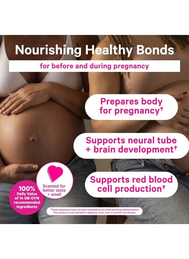 Pink Stork - Total Prenatal Vitamins with DHA, Folate, Iron, Choline, and Vitamin B12 - Prenatals for Women to Support Fetal Development, Pregnancy Must Haves, Berry Essence, 60 Capsules, 1 Month Supply - Image 1