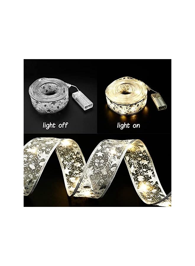 The Bros Christmas Ribbon 100 LED Lights with Battery Powered (Silvery) 32ft - Image 5