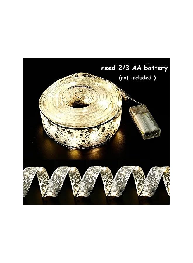 The Bros Christmas Ribbon 100 LED Lights with Battery Powered (Silvery) 32ft - Image 4