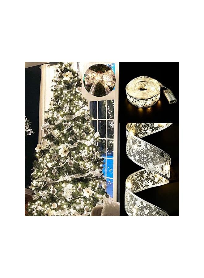 The Bros Christmas Ribbon 100 LED Lights with Battery Powered (Silvery) 32ft - Image 2