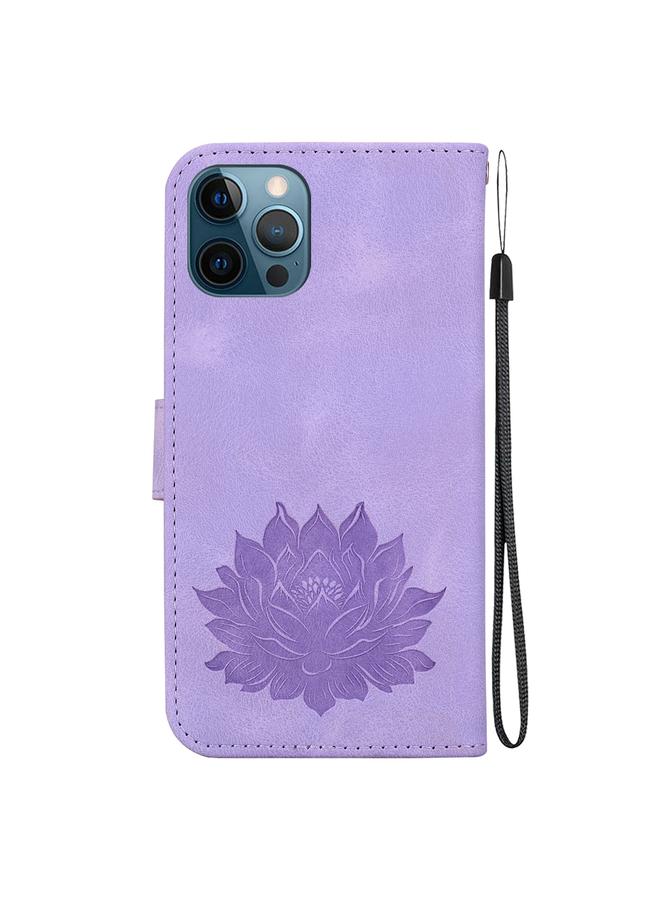 Zaboon Case For iPhone 12 Pro Max Lotus Embossed Leather Phone Case - Image 3