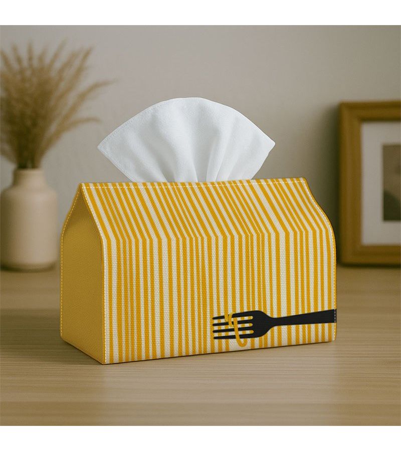 علبة مناديل عصرية بسيطة 1 قطعة 18x11x13 سم خطوط متفرعة أصفر - Image 4