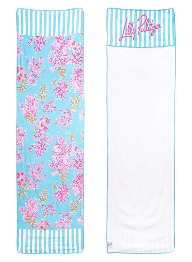 Lilly Pulitzer Cotton Beach Chaise Lounge Towel, Plush Chair Cover 30" x 81.75" Pool Towel (Royal Coral) - Image 1