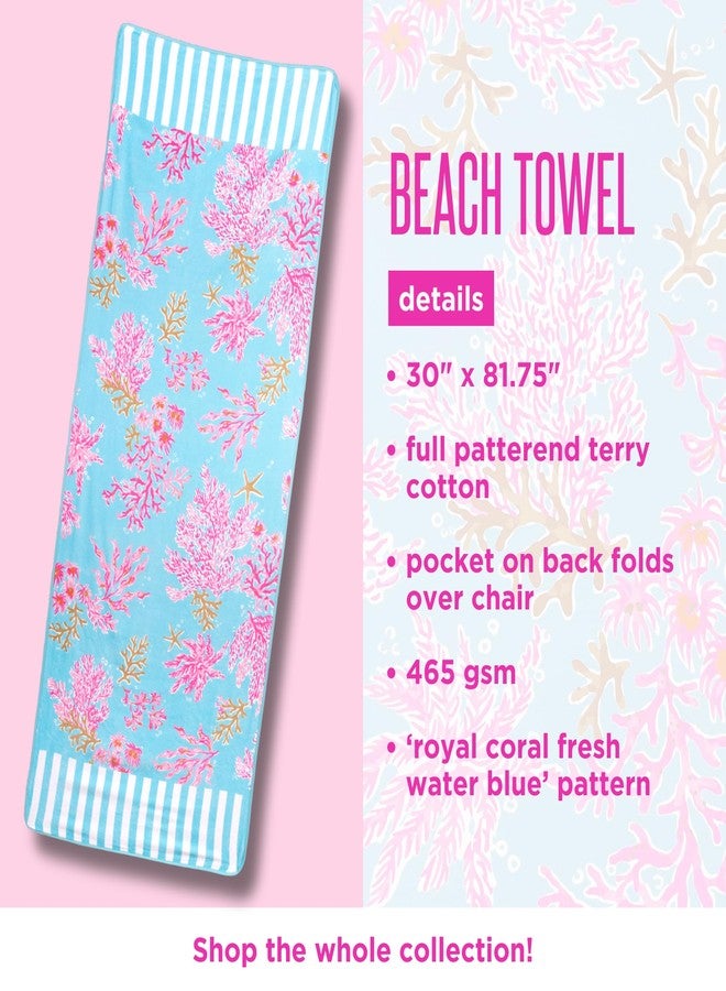 Lilly Pulitzer Cotton Beach Chaise Lounge Towel, Plush Chair Cover 30" x 81.75" Pool Towel (Royal Coral) - Image 4