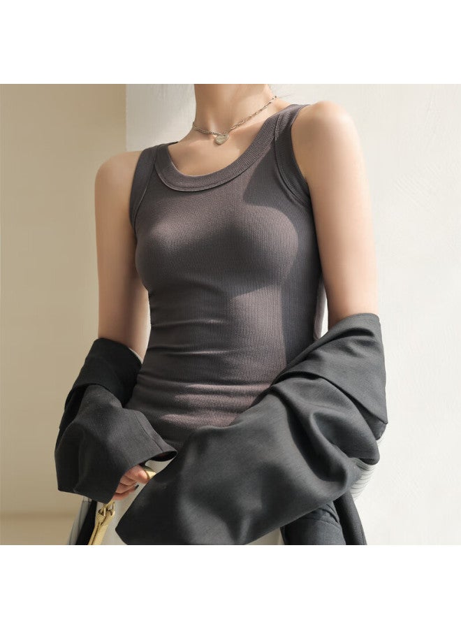 LANG SHA Langsha Long Camisole Tank Top For Women, Spring Ribbed Undershirt, Slimming Versatile Outer Wear Or Inner Layer, Black, XL - Image 5
