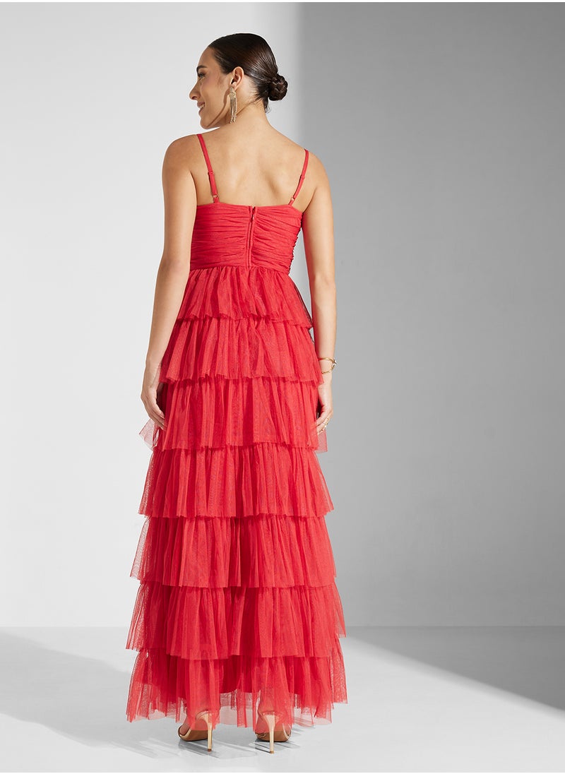 Anaya With Love Tiered Tulle Cami Maxi With Corsage  - Image 2