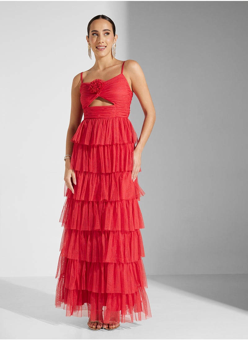 Anaya With Love Tiered Tulle Cami Maxi With Corsage  - Image 4