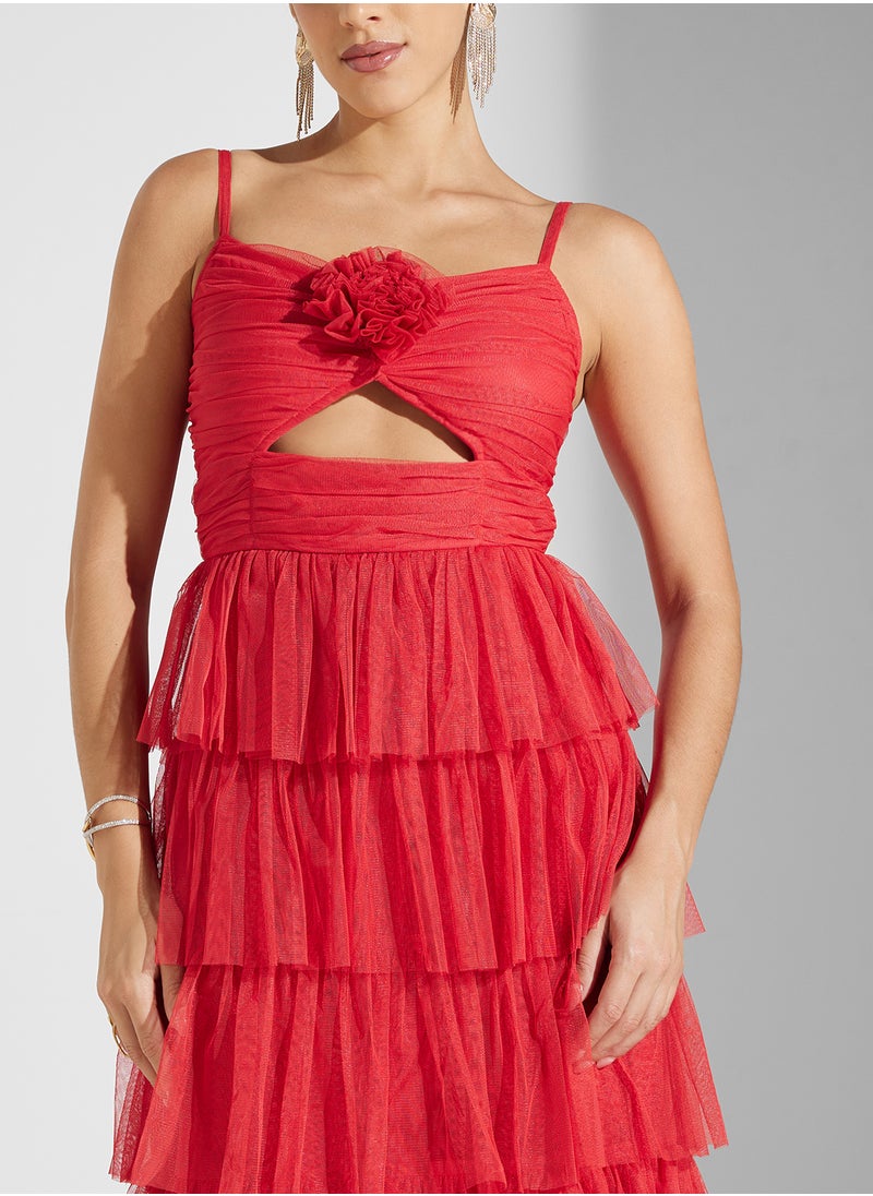 Anaya With Love Tiered Tulle Cami Maxi With Corsage  - Image 3