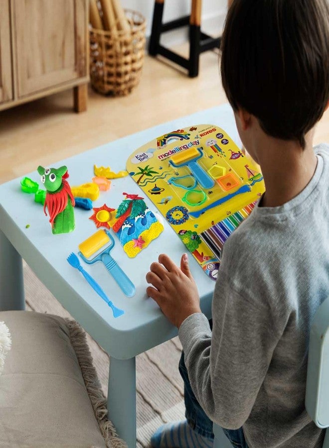 Kores Modelling Clay 220g – 12 Colours with Roller, Cutter & 4 Moulds | Soft, Reusable & Non Toxic Clay for Kids | Ideal for Creative Learning & Craft - Image 3