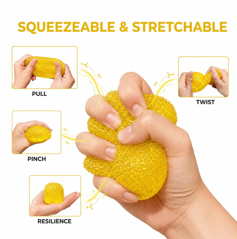 O2. لعبة Gumdrop صفراء للأطفال، لعبة ضغط حسية ناعمة ومرنة على شكل حبة حلوى بتصميم Super Solid Squish، مناسبة لعمر 3 سنوات فأكثر - Image 3