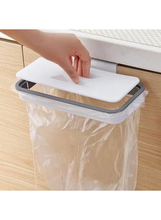 Grey Heavy Duty Portable Trash Bag Holder With Lid Space Saving Hanging Organizer - Image 1
