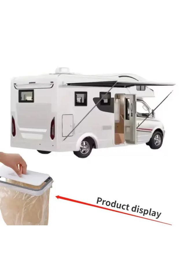 Grey Heavy Duty Portable Trash Bag Holder With Lid Space Saving Hanging Organizer - Image 3
