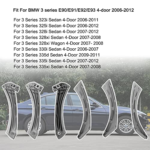 BENERAY Grey Interior Door Handle Set, Fits for BMW 3 Series E90/E91/E92/E93,Fits for BMW 328i 335i 323 325 330 2006-2012,51417230851, 51419150337,Inner Door Pull Panel Handle, Interior Trim Armrest - Image 3