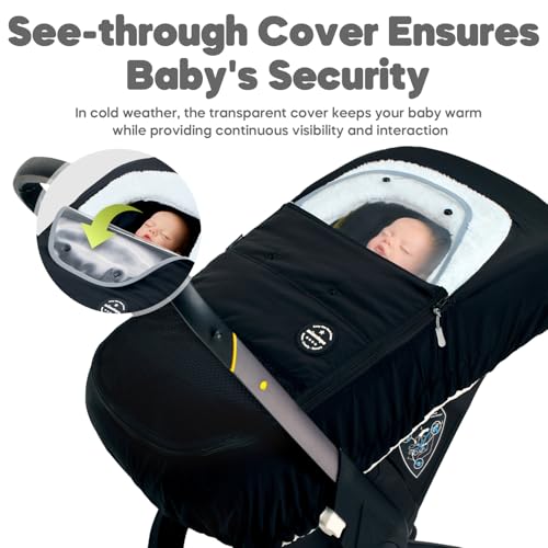 Mamatepe Winter Baby Car Seat Cover, Rain and Snow Repellent, Windproof Warm Fleece Breathable with U Shape Zipper for Newborn Car Seat, Universal for Infant Car Seat - Image 5