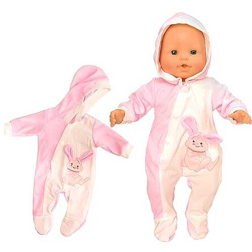 Miunana Baby Doll Clothes Outfit Hooded Rabbit Jumpsuit Pajamas Romper for 14 to 16 Inch Dolls Handmade Daily Casual Clothing Set - Image 1
