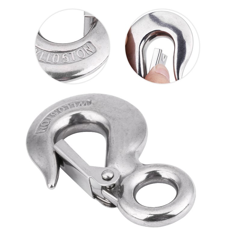 304 Stainless Steel Authentic Swivel Round Eye Snap Clip Cargo Lifting Hook(90mm/0.5T) - Image 2