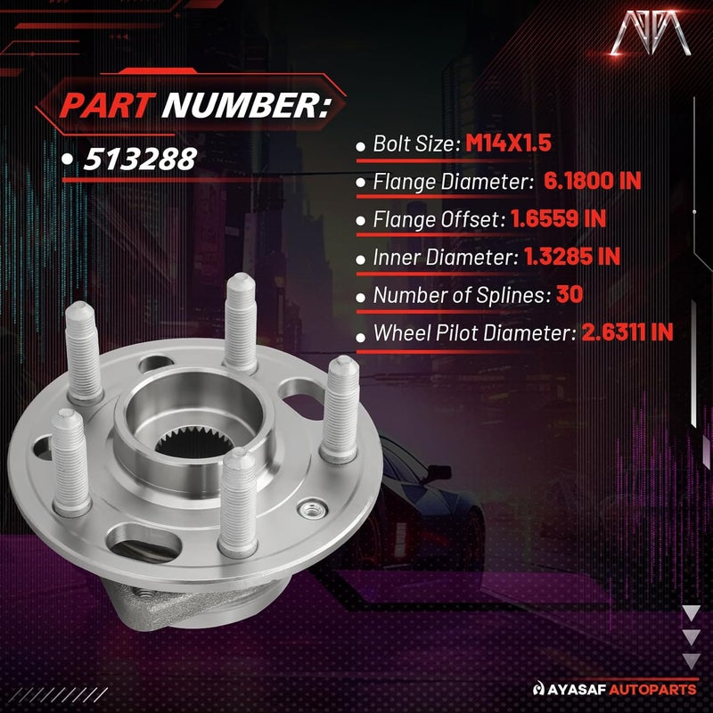 MAYASAF 513288 Front Wheel Hub Bearing Assembly with ABS for Multiple Vehicle Models - Image 3