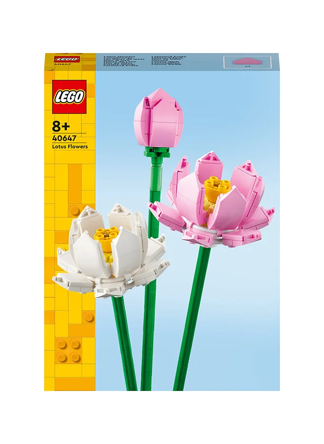 ليغو LEGO Botanicals Lotus Flowers - Faux Flower Bouquet Building Set for 8+ Year Old Girls and Boys - Ramadan Decorations or Desk Decor - Botanical Collection Birthday Gifts for Kids - 40647