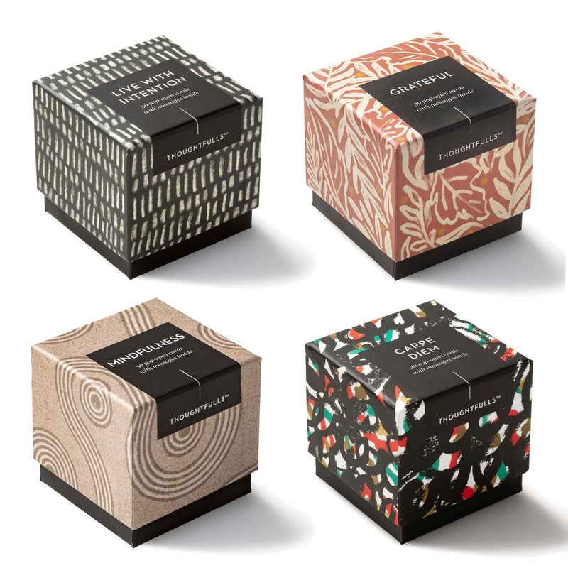 مجموعة بطاقات تفكير ThoughtFulls 4 حزمة من العيش بامتنان مع نية اليقظة Carpe Diem 120 بطاقة PopOpen كل منها برسالة مختلفة داخلها