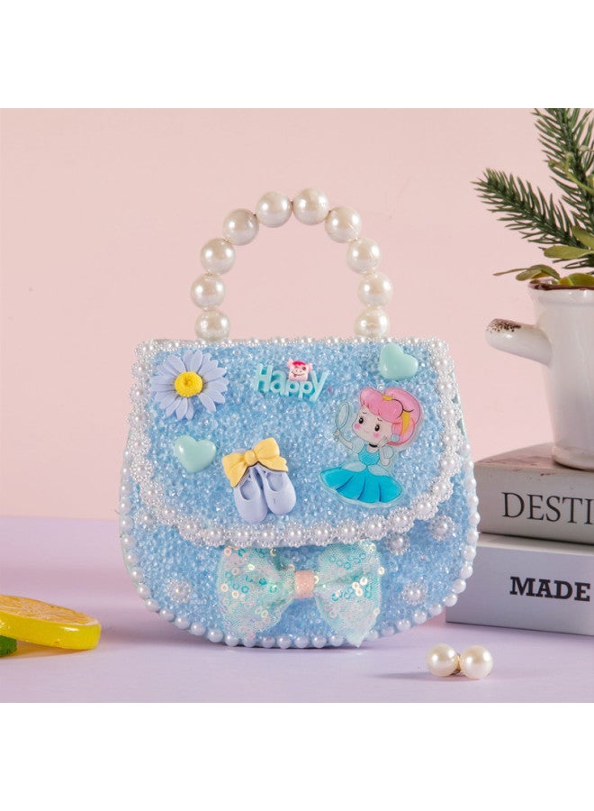 Qitong Fashion Satchel Handmade Diy Princess Handbag Girl's Backpack Satchel Toy Material Bag-Color:Fashion Shoulder Bag-blue  - Image 1