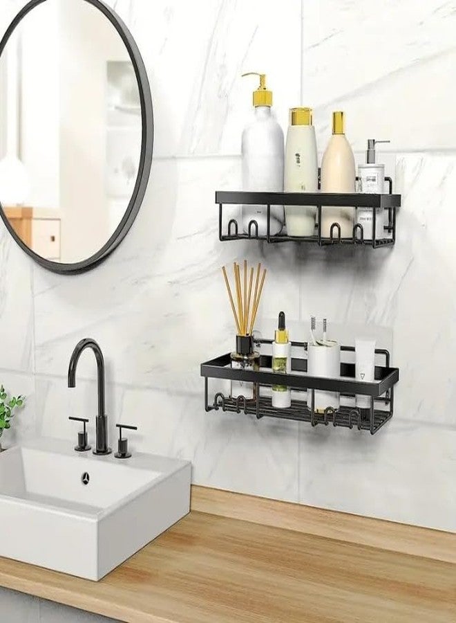 Fayleeko Bathroom Wall Shelf Organizer Self Adhesive Kitchen with Hooks Metal Storage Shelf for Shampoo Spice Bottle Holder. (1) - Image 3