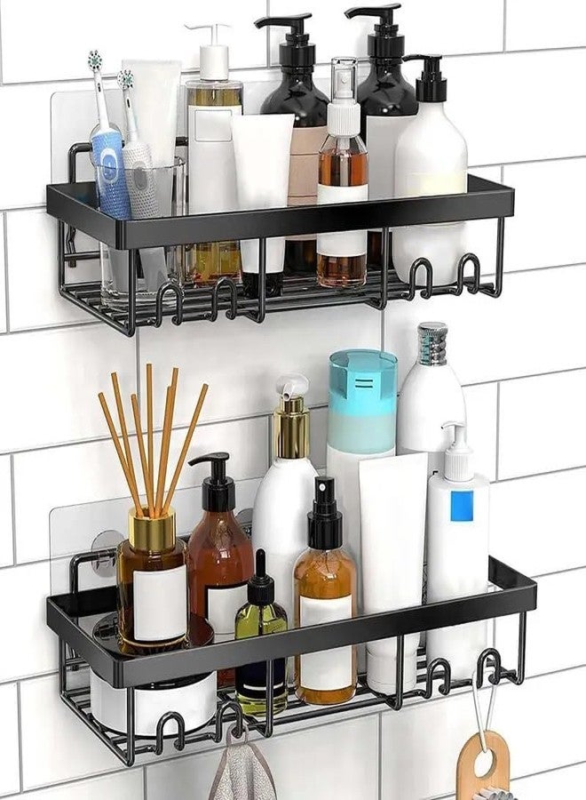 Fayleeko Bathroom Wall Shelf Organizer Self Adhesive Kitchen with Hooks Metal Storage Shelf for Shampoo Spice Bottle Holder. (1) - Image 2