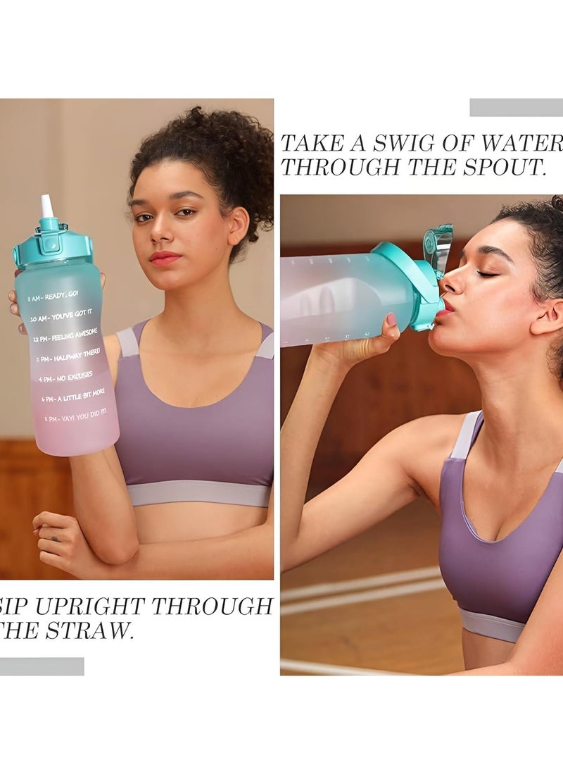 Generic - 3 Piece BPA Free Leakproof Sports Bottle Set with Straw and Anti-Slip Motivational Quotes Multi Color - Image 1