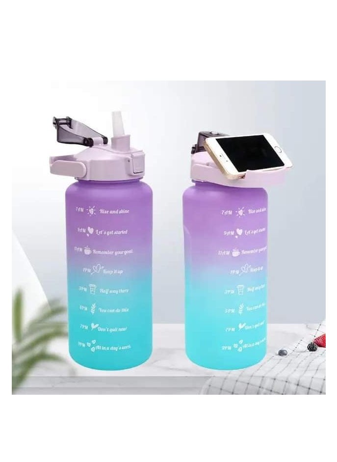 Generic - 3 Piece BPA Free Leakproof Sports Bottle Set with Straw and Anti-Slip Motivational Quotes Multi Color - Image 1