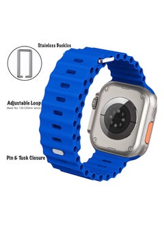 Color Fans Apple Watch Ocean Band 41mm 40mm 38mm for Men Women, Soft Silicone Sport Band Replacement Strap for Apple Watch Ultra iWatch Series 8 7 SE 6 5 4 3 2 1 Klein Blue  - Image 4