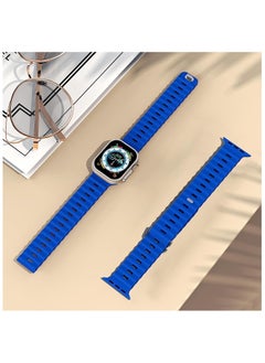 Color Fans Apple Watch Ocean Band 41mm 40mm 38mm for Men Women, Soft Silicone Sport Band Replacement Strap for Apple Watch Ultra iWatch Series 8 7 SE 6 5 4 3 2 1 Klein Blue  - Image 5